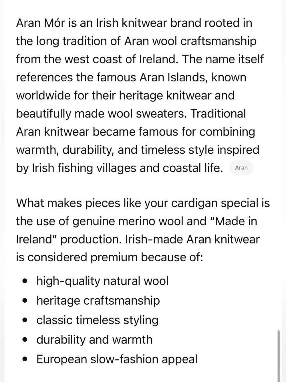 100% Merino Wool Aran Mor NWT Made in Ireland 🇮🇪 Cardigan size M. - Picture 9 of 10